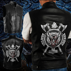 viking, motorcyclevestleather, Vest, Fashion