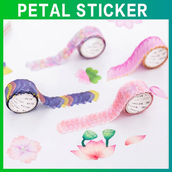 200PCS/Roll Flower Petals Washi Tape DIY Scrapbooking Diary Paper