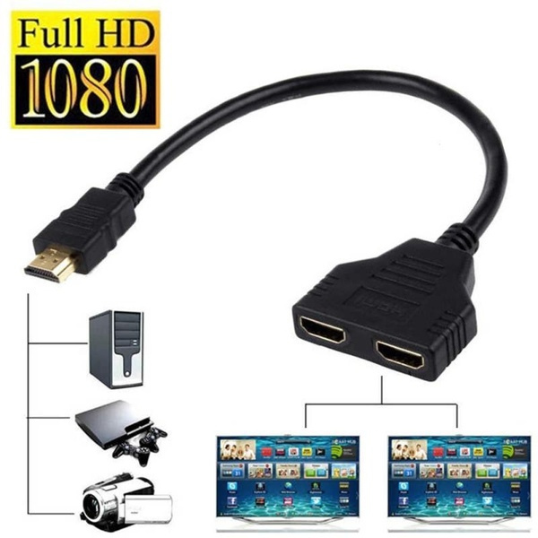 HDMI Splitter Cable Male 1080P To Dual HDMI Female 1 To 2 Way HDMI Splitter  Adapter