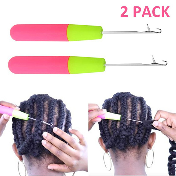 2 Pack Latch Hook Crochet Needle for Micro Braids, Hair Extension, Feather  and Dread Maintenance Installation