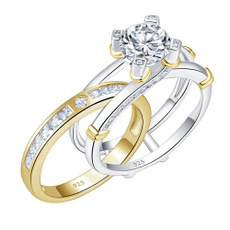Sterling, Cubic Zirconia, gold, Engagement Ring