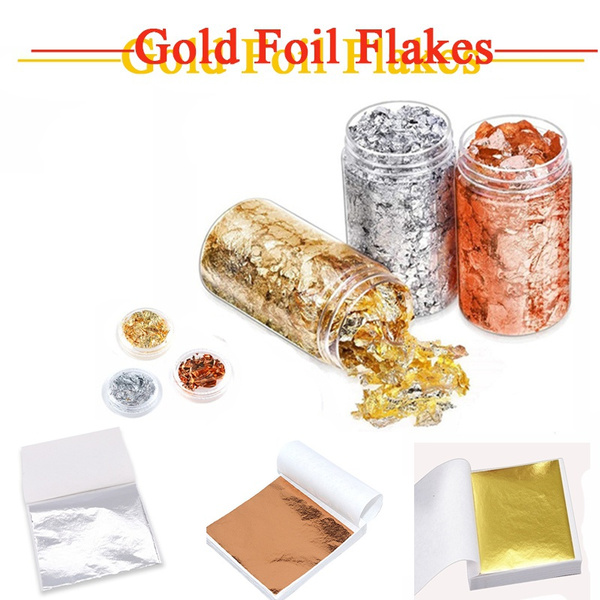 Gold Flakes for Resin, Gold Foil for Nails, Gold Foil Flakes Imitation Gold  Leaf for Jewelry Resin, Nails and Jewelry Making 