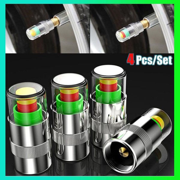 4 Pcs/Set Car Tire Valve Cap Tire Pressure Table Tire Gauge Tire