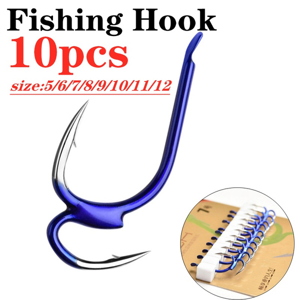 10Pcs 12 Sizes Fishing Hooks Strong Fishing Hook High-carbon Fishing Hook  Two Strength Tip Sharp Fighting Hook With Barbed Fish Gear For Sea Fishing