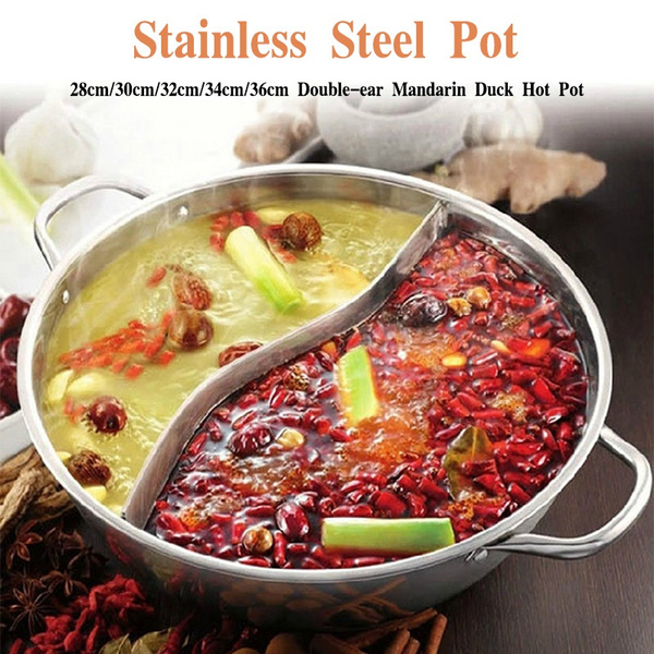 Stainless Steel Hot Pot Induction Cooker Gas Stove Compatible Pots Home  Kitchen Cookware Soup Cooking Pot Twin Divided