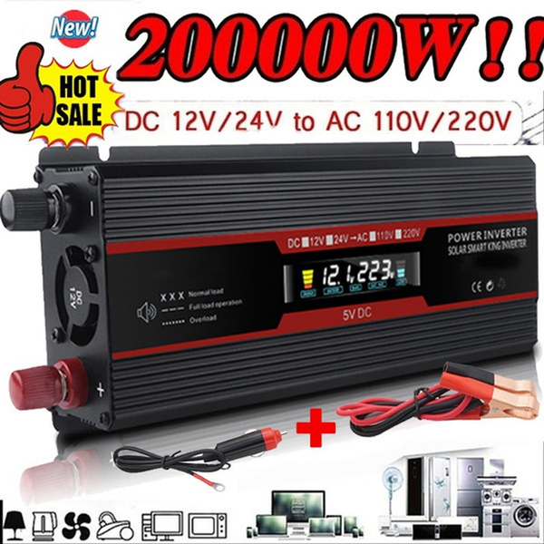 New！200000W Pure Sine Wave Power Inverter DC12V/24V to AC 110V/220V ...