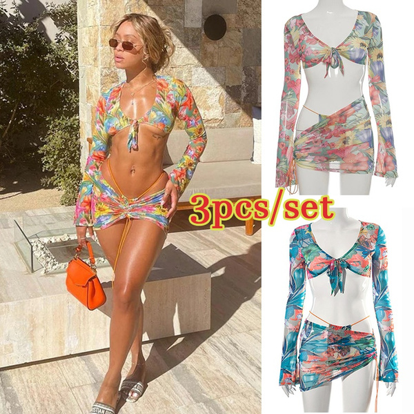 Selene | Women’s Three-Piece Swimsuit Set with Mesh Skirt main image 0