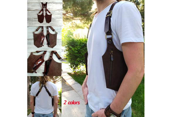 Men's leather shoulder holster bag vest backpack body wallet for  formal clothing