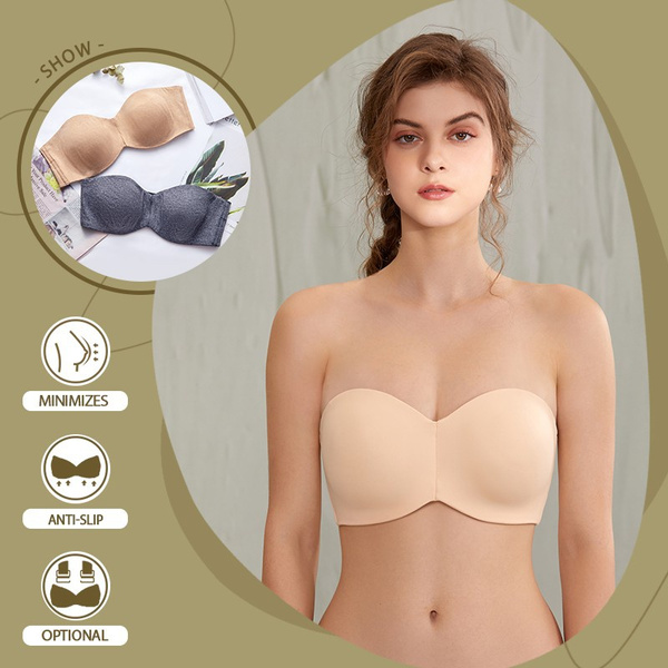 DELIMIRA Women's Strapless Bra Plus Size Minimizer Unpadded