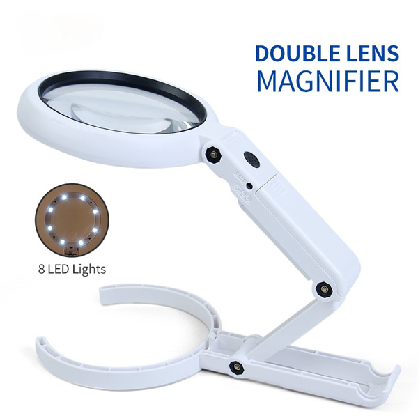 Handheld Magnifying Glass with LED Light Desk Lamp Mount Magnifier