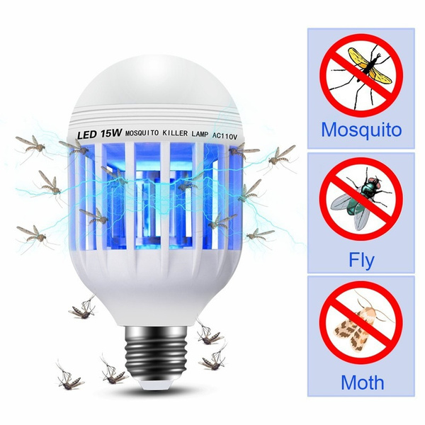 Latest Bug Zapper Light Bulb for Outdoor and Indoor，15W 2 in 1 Mosquito Killer Lamp，Electric Fly Zapper