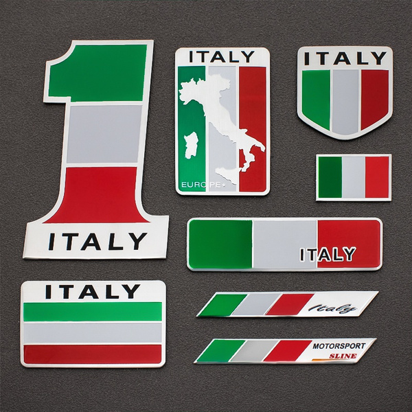 Car styling 3D Aluminum Car Italian Italy Map National Flag Sticker ...