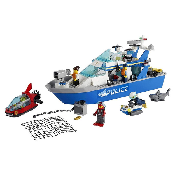 LEGO City Police Patrol Boat 276 Piece Block Building Set and Minifigs ...