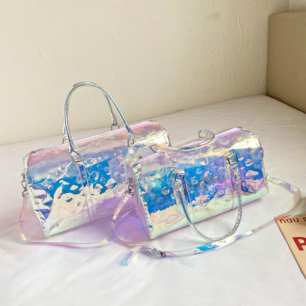 New De Viaje Transparente Para Mujer, Bolsa De Equipaje Holográfica De PVC  , Bolsa De Equipaje De Verano De Gran Capacidad, Bolsos De Compras Para  Mujer | Wish
