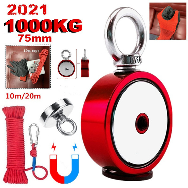 Strong Fishing Magnets Combined 400KG/600KG/800/1000 KG Pull Force Double  Side Retrieval Magnet N52 Neodymium Magnets with 10m/20m Durable  Rope,Powerful Magnets for Fishing and Magnetic Recovery Salvage Suitable  for: salvaging, fixing, treasure hunting