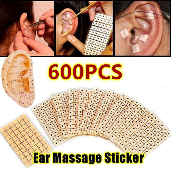 600 Counts Acupuncture Vaccaria Needle Ear Seeds Massage Paste Ear Stickers  Auricular Ear Press Seed