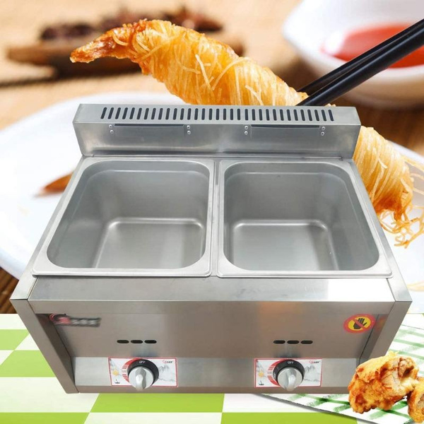 2 Pan Gas Fryer Steam Food Warmer Steam Buffet Countertop Table 6L