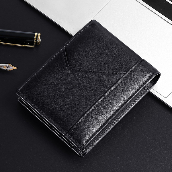 Men Fashion Leather Man's Short Wallet Anti-RFID Anti-magnetic Theft Brush  Retro Oil Leather Wallets Card Holder Package