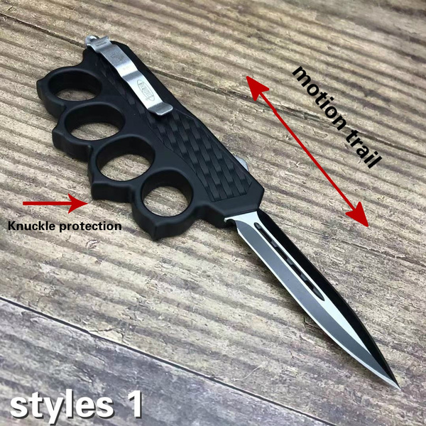 NEW Tactical Brass Knuckle Style OTF Auto Out The Front Dagger