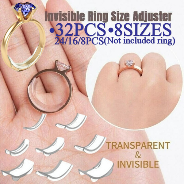32/24/16/8pcs Ring Size Reducer Invisible Ring Size Adjuster for Loose Rings  Ring Adjuster Size Fit Any Rings Ring Guard Spacer 8 Sizes(Not included ring)
