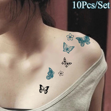 butterfly, tattoo, nail stickers, Flowers