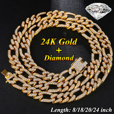 24kgold, Steel, Chain Necklace, DIAMOND