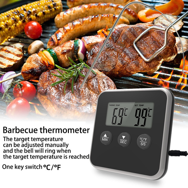 Kitchen Digital Cooking Thermometer Meat Food Temperature For Oven BBQ  Grill Timer Function with Probe Heat Meter for Cooking