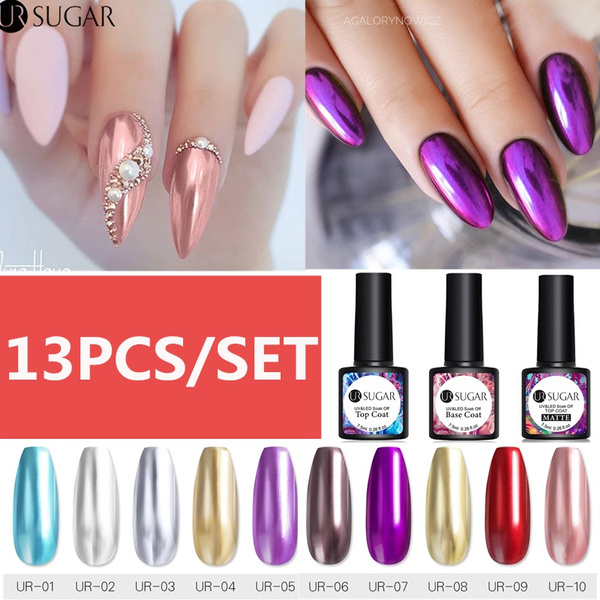 13PCS/SET UR SUGAR Metallic Nail Polish Metal Mirror Effect Silver Rose Gold Semi Permanent Soak Off UV LED Gel Nail Art Varnish | Wish 13PCS/SET UR SUGAR Metallic Nail Polish Metal Mirror Effect Silver Rose Gold Semi Permanent Soak Off UV LED Gel Nail Art Varnish | Wish