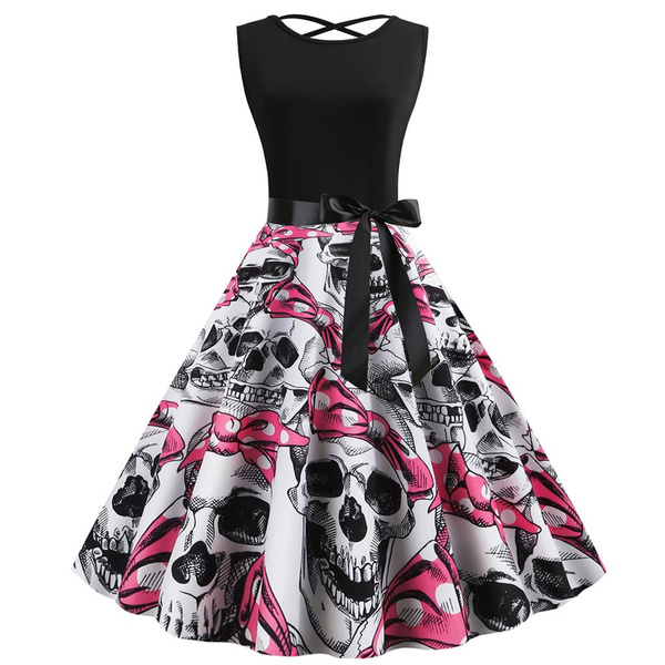 skull rockabilly dress