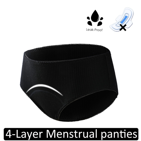 4-Layer Leakproof Women Panties Waterproof Menstrual Underwear Flow Abundant Ribbed Cotton