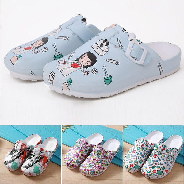 Women Printing Scrub Shoes Light Weight Nurse Clogs Non Slip Medical