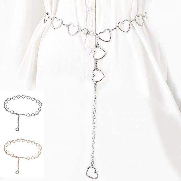 metal heart chain belt