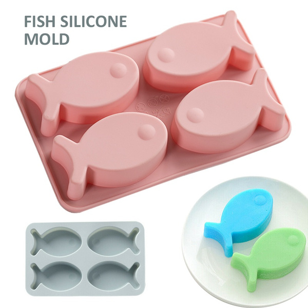 Nouveau 1 Pc Silicone 4 Trous Dessin Anime Poisson Savon Moule Gateau Decoration Outils Fondant Moule Wish