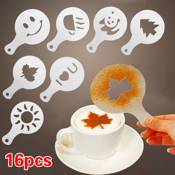 16Pcs Fancy Coffee Printing Model Cappuccino Mold Cake Coffee