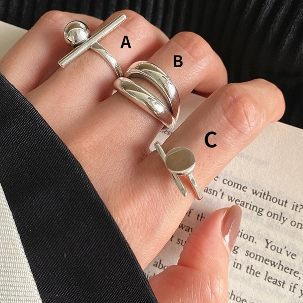 Fashion 3pcs Silver Adjustable Rings Set Women Accessories Ring