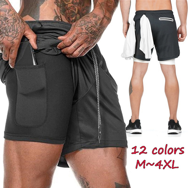 Mens Outdoor Sport Double-Layer Shorts 