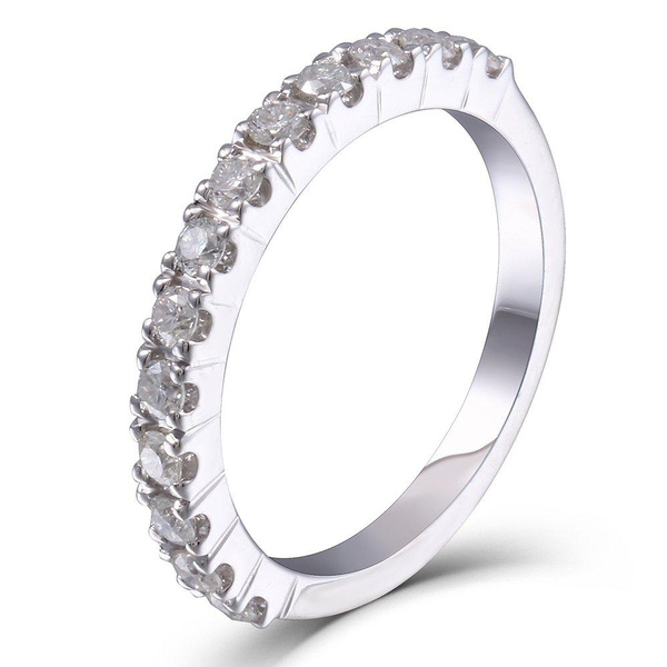 DovEggs 0.4CTW HI 2.26mm Width Moissanite Lab Created Diamond Half Eternity Wedding Band Sterling Silver for Women 