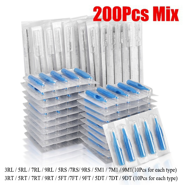 100pcs Mixed Disposable Tattoo Needles 3RL 5RL 7RL 9RL 5RS 7RS 9RS 5M1 7M1  9M1 Assorted Tattoo Needle