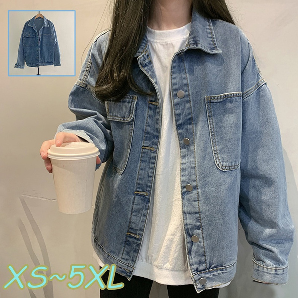 Vintage Distressed Denim Jackets Women Korean Style Loose Patchwork Jean  Jacket Fashion Long Sleeve Oversized Coats Female - AliExpress