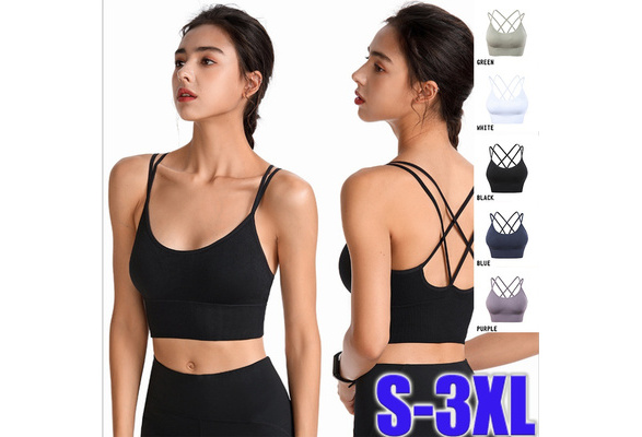 Cross Back Sport Bras Padded Strappy Criss Cross Cropped Bras For Yoga  Workout Fitness