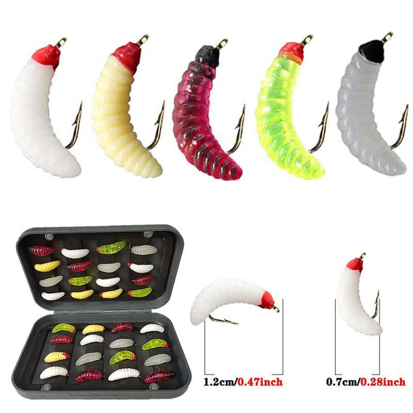 5-30pcs / Box Worm Larva Earthworm Soft Silicone Worm Fishing Baits for  Pike Fishing Lure