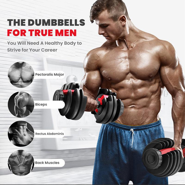 5 to 52.5 pounds grips Adjustable Dumbbells Weight Set Birthday New Year Gifts  Men Women Fitness Exercise Dumbbell Muscle Training Body Shaping GT
