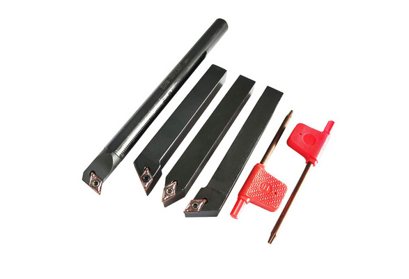 4 Piece 1/2 Mini Lathe Indexable Carbide Turning Tool Holder Bit Set With 4PCS DCMT21.51 Indexable Carbide Turning Insert 