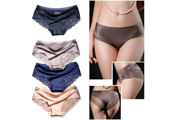 Sexy Lace Underwear for Women Frozen Silk Seamless Panties with