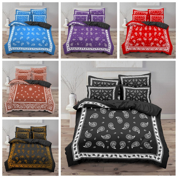 Fashion 6Colors Bandana Pattern Print Bedding Set Paisley Duvet Cover for  Kids and Adult Comforter Cover UK Single/UK Double/UK King/AU Single/AU 