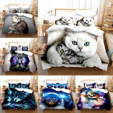 duvetcoverpillowcase, cute, catbedset, Polyester