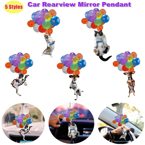 2021 Cat Dog Car Hanging Ornament with Colorful Balloon Pendant Creative Decor 