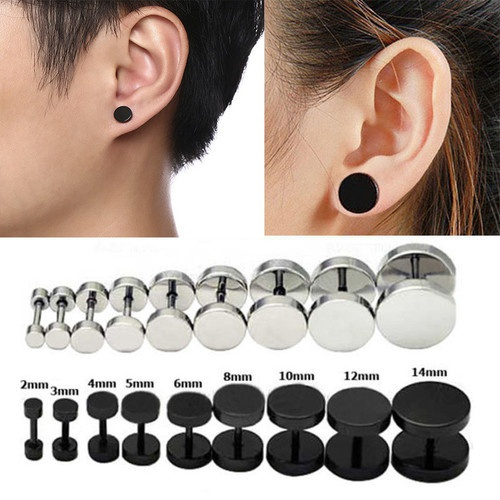 Stainless Steel Stud Earrings | Black Stud Earring Men | Black Earrings Men  8mm - 3 - Aliexpress