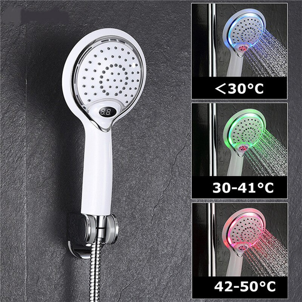 LED Shower Spray Digital Temperature Sensor 3 Colors Change Water