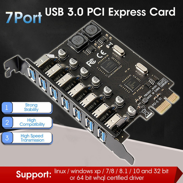 USB 3.0 PCI-E Expansion Adapter Riser Card 7 Ports Hub External ...